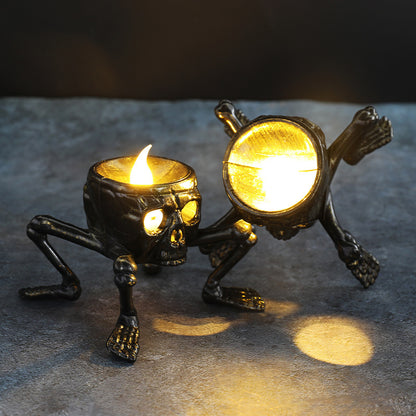 🌐Halloween Skull Hand Lantern Atmosphere Decoration Props Skull Foot Night Lantern Halloween Candle Lantern