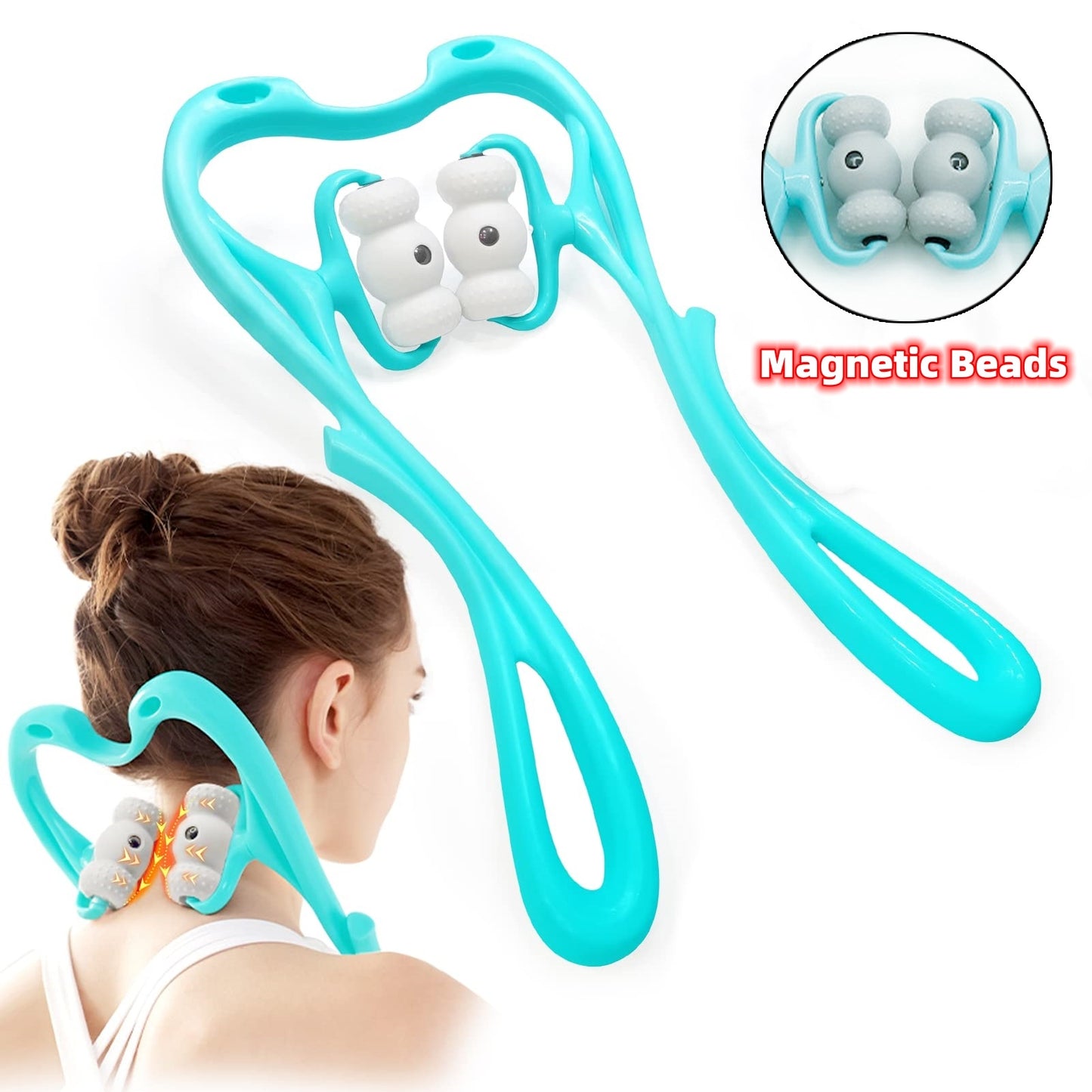 🌐Neck Massager For Pain Relief Deep Tissue 360 Degree Neck Roller With 96 Pressure Point Neckbud Massage Roller For Neck Shoulder Waist Leg Foot Handheld Relaxer Tool